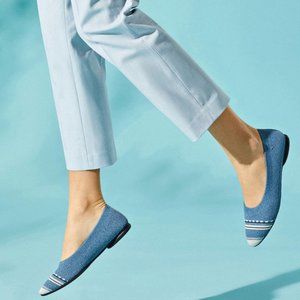 Vivaia Round-Toe Foldable Flats in "Denim Blue"